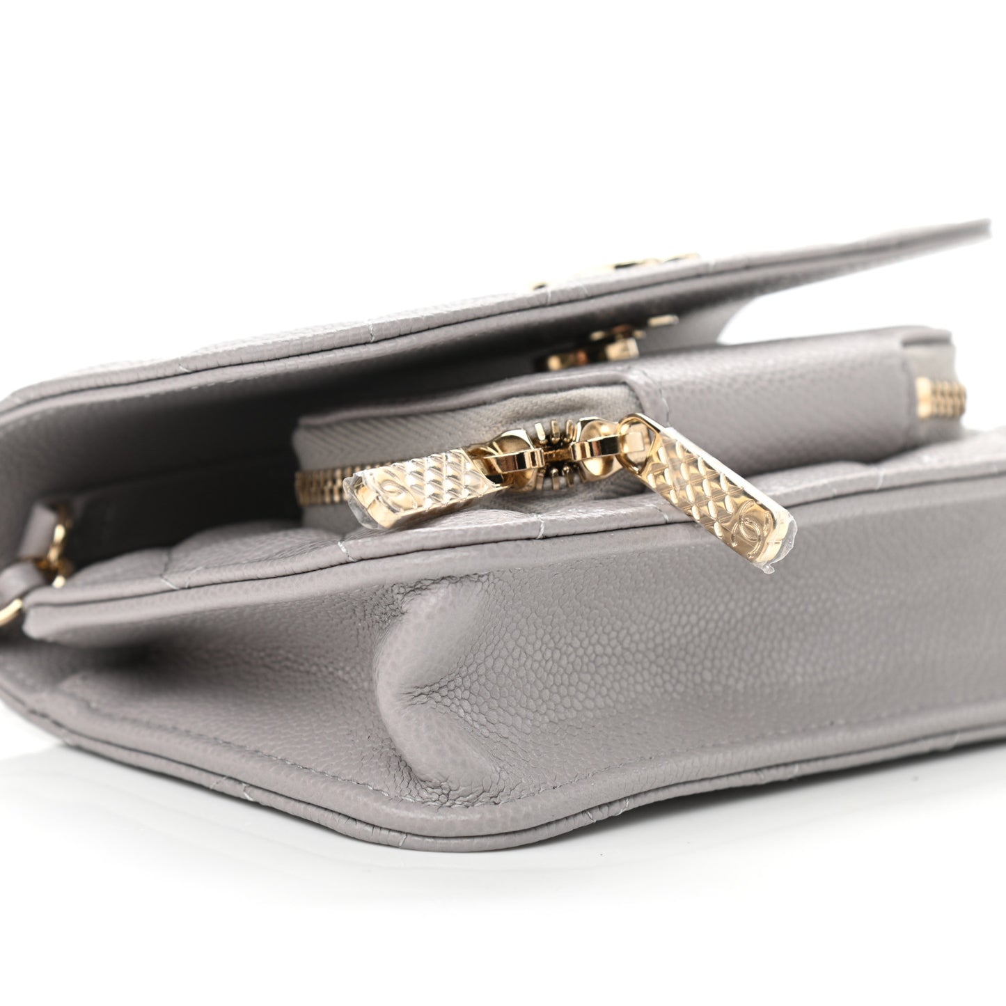 Caviar Quilted Mini Business Affinity Flap Grey