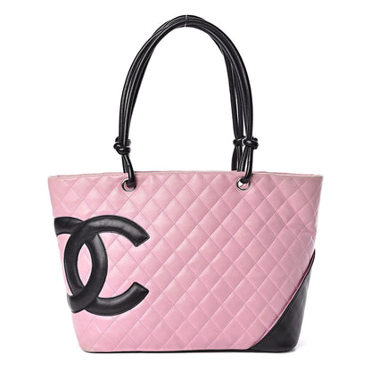 Chanel Calfskin Quilted Large Cambon Tote Pink Black 1 of 13