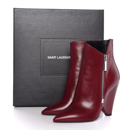 Saint Laurent Calfskin Niki Zip Boots 36 French Burgundy 9 of 9