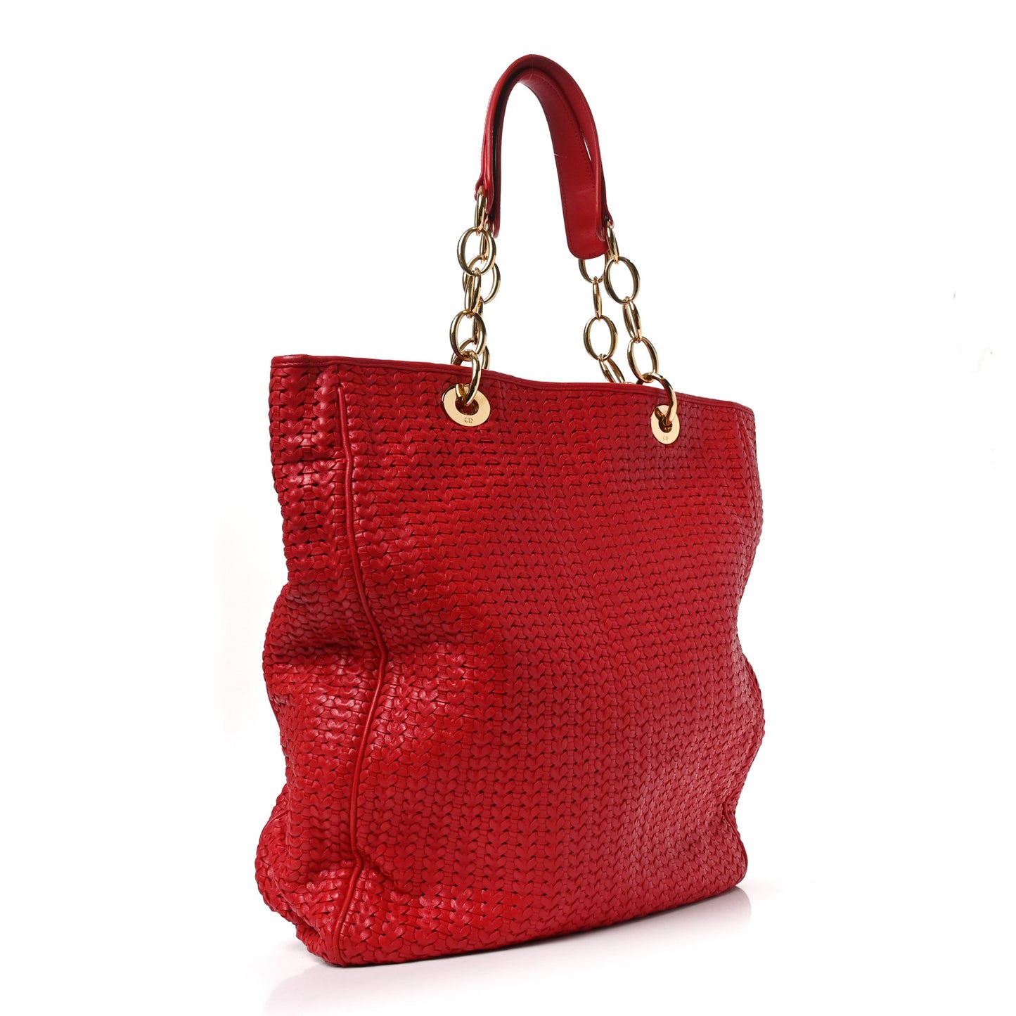 Lambskin Woven Large Dior Soft Tote Rouge Moyen