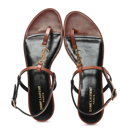 Saint Laurent Calfskin Maine Cassandra Monogram 05 Sandals 40 New Papaya 2 of 10