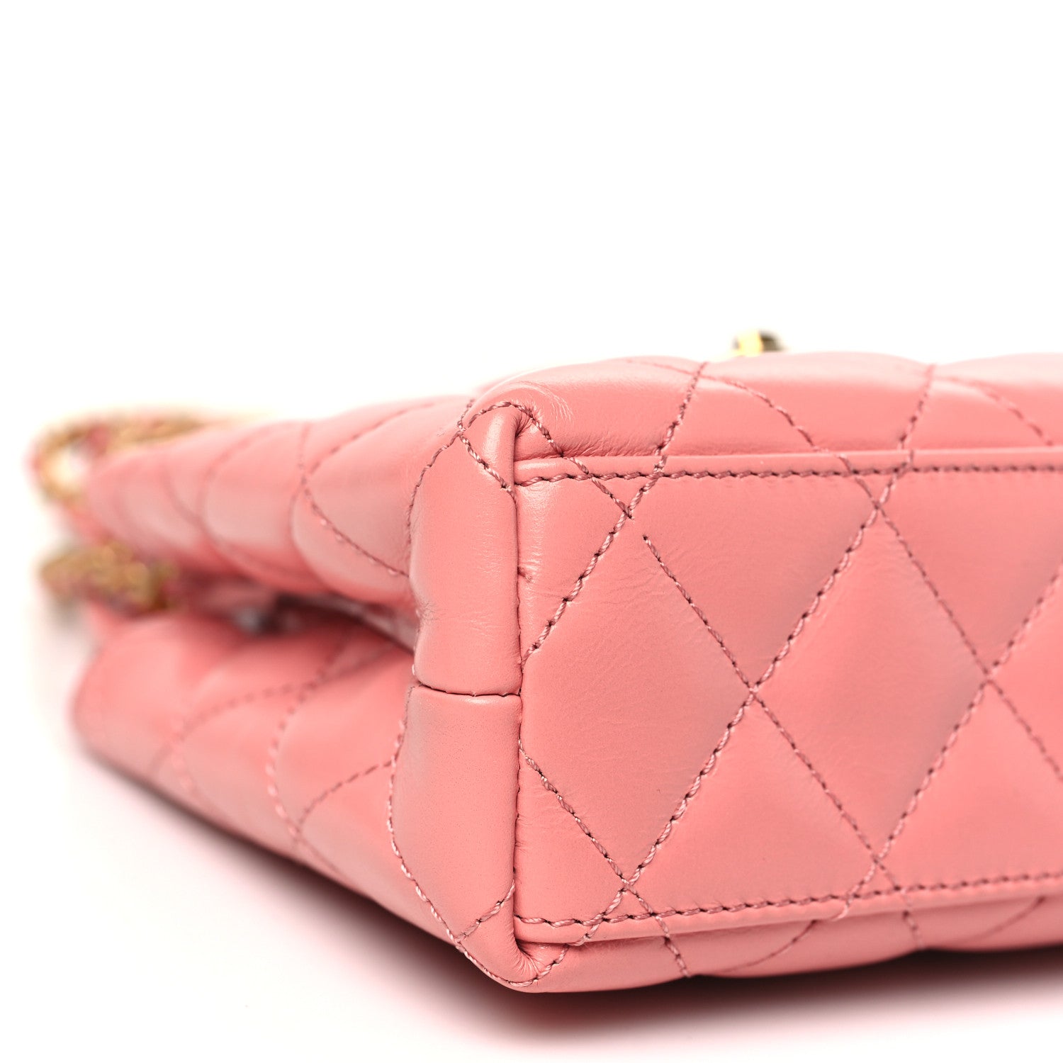 Chanel Shiny Aged Calfskin Quilted Nano Kelly Shopper Coral Pink 9 of 10