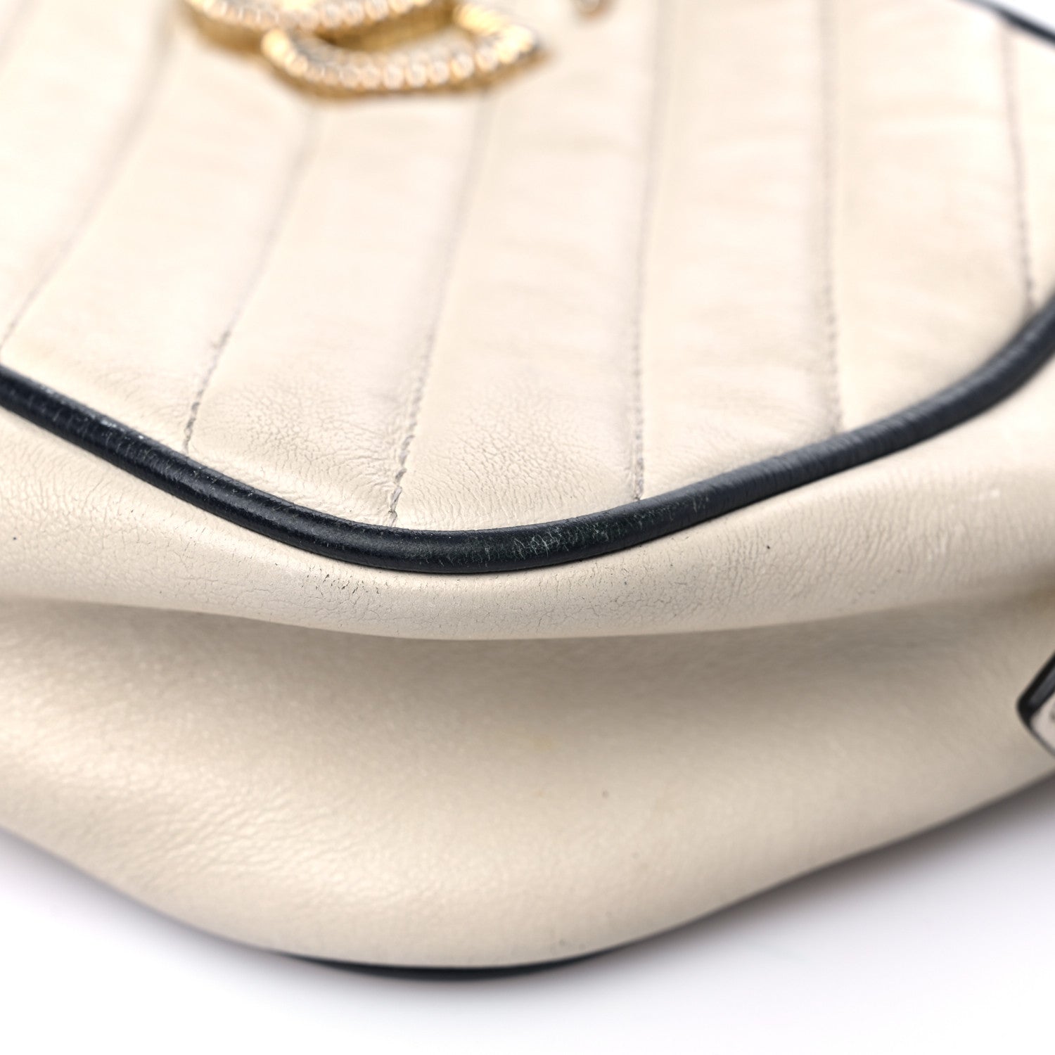 Gucci Vintage Effect Calfskin Matelasse Diagonal Small Torchon GG Marmont Chain Shoulder Bag Mystic White Blue Agata 9 of 18