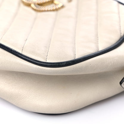 Gucci Vintage Effect Calfskin Matelasse Diagonal Small Torchon GG Marmont Chain Shoulder Bag Mystic White Blue Agata 9 of 18