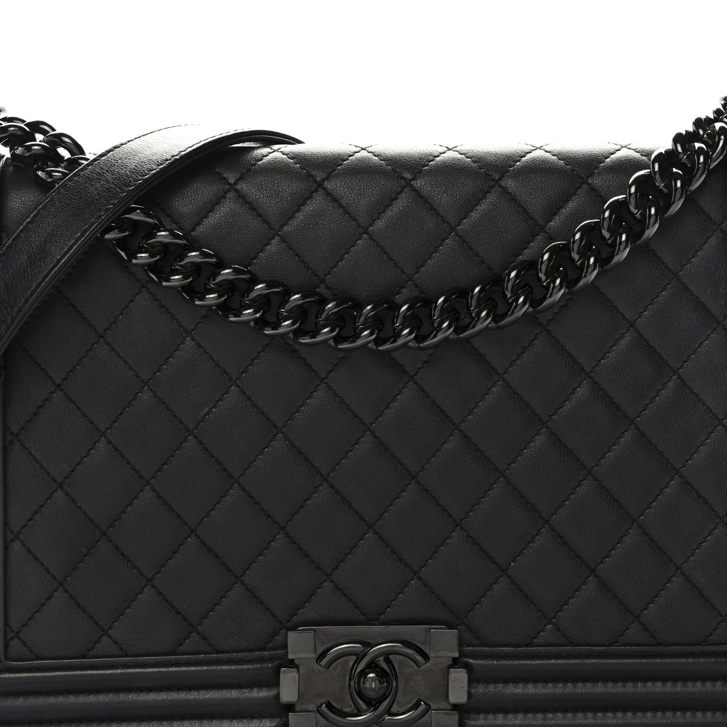 Calfskin Quilted New Medium Boy Flap So Black