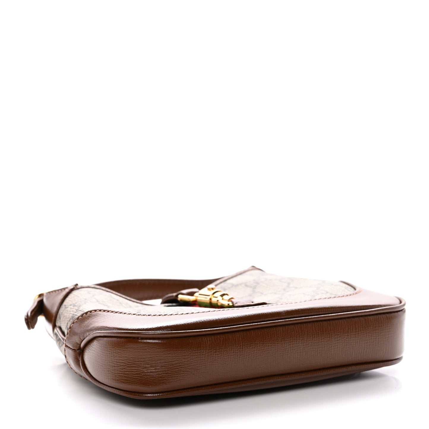 GG Supreme Monogram Azalea Calfskin Web Mini Jackie 1961 Hobo Beige Ebony Brown Sugar