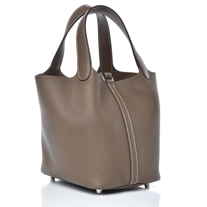 Hermes Taurillon Clemence Picotin Lock 18 PM Etoupe 2 of 7