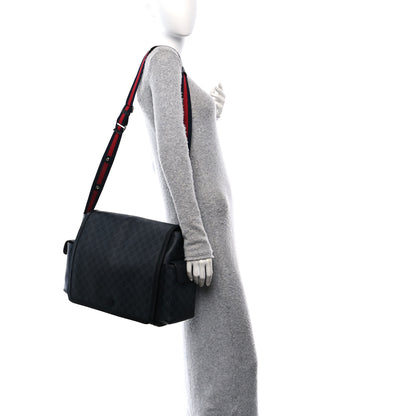 Gucci GG Supreme Monogram Web Messenger Diaper Bag Black Grey 2 of 10