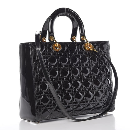 Christian Dior Patent Cannage Large Lady Dior Black 4 of 12