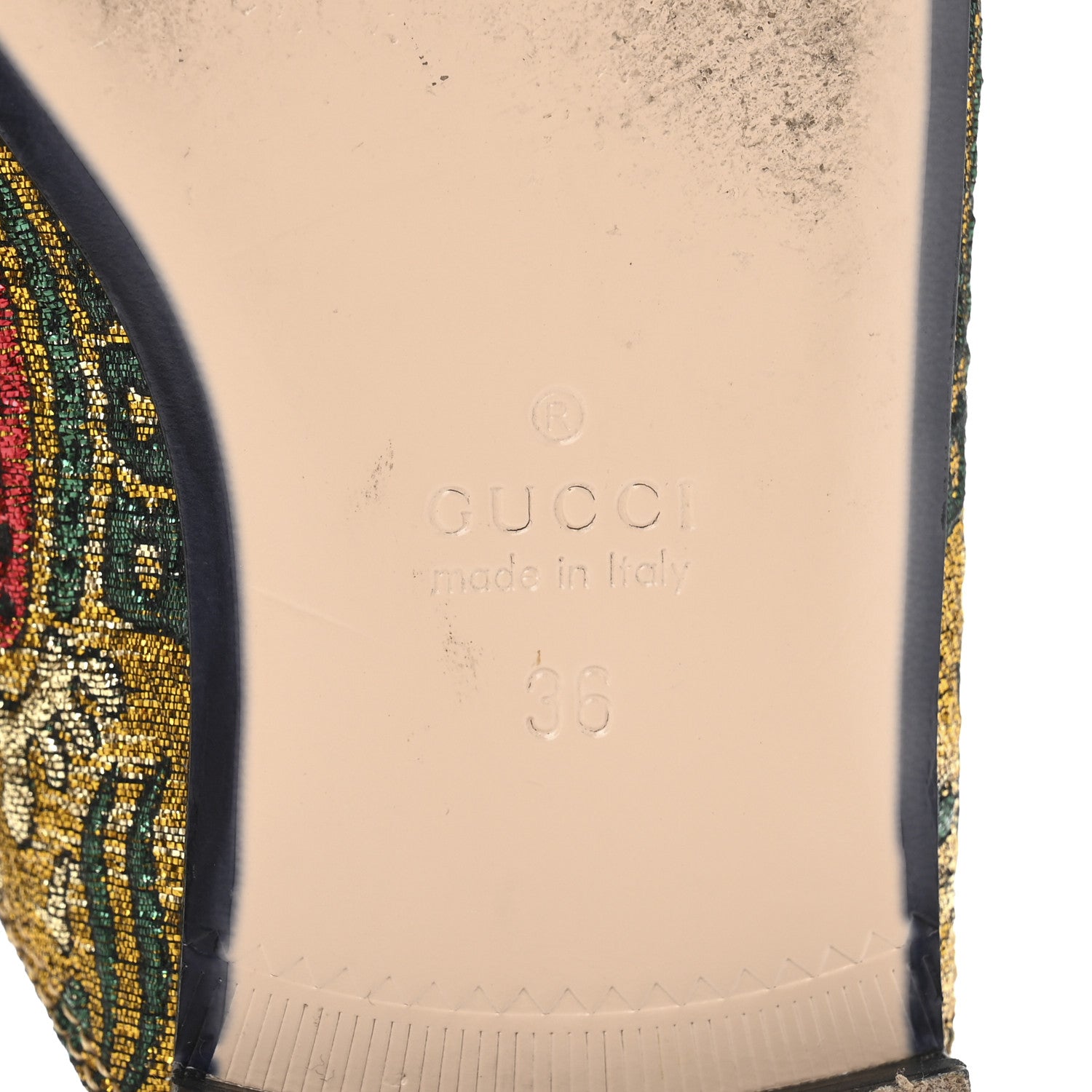 Gucci Iridescent Brocade Womens Princetown Slippers 36 Gold Multicolor 7 of 10