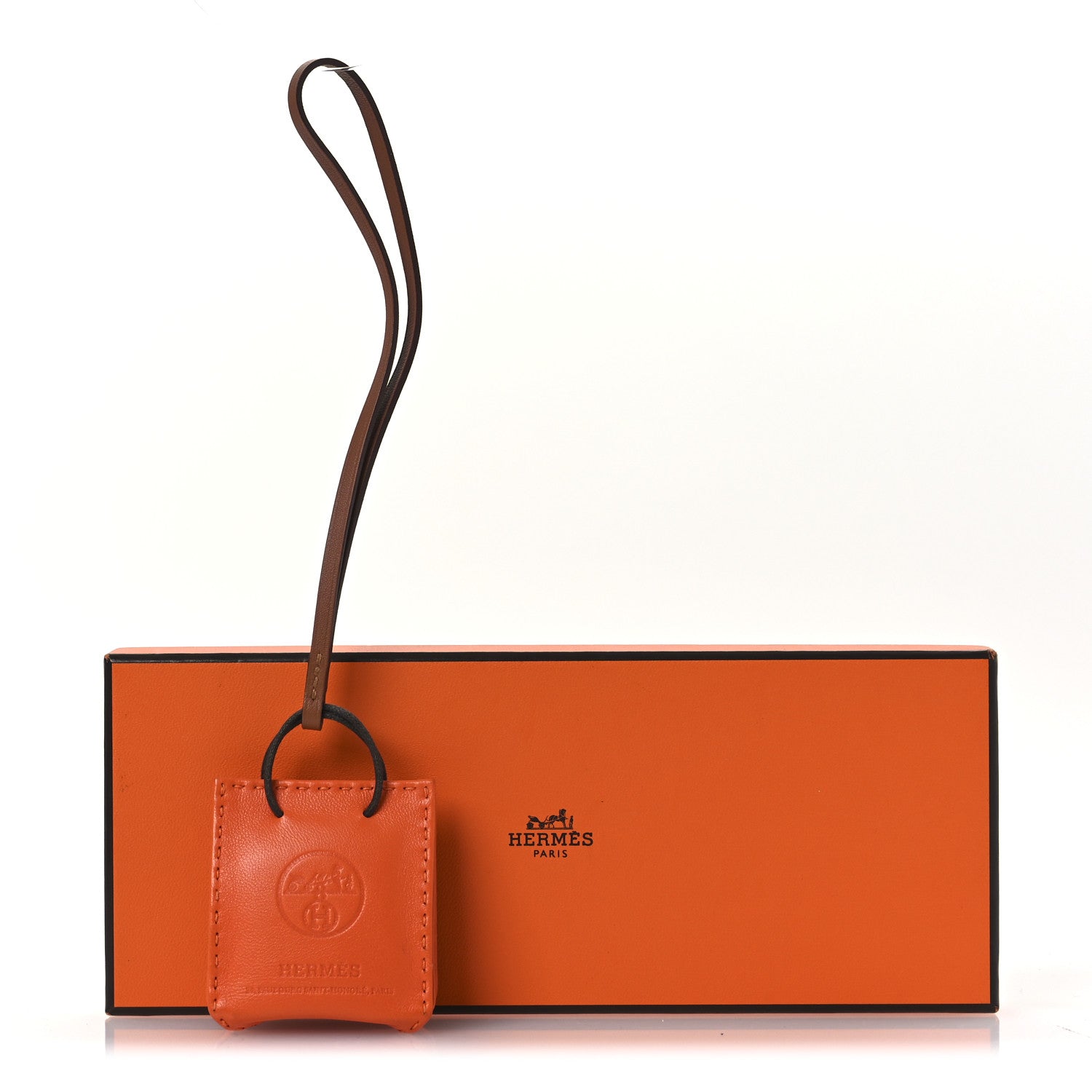 Hermes Milo Lambskin Swift Shopping Bag Charm Feu Gold 5 of 5