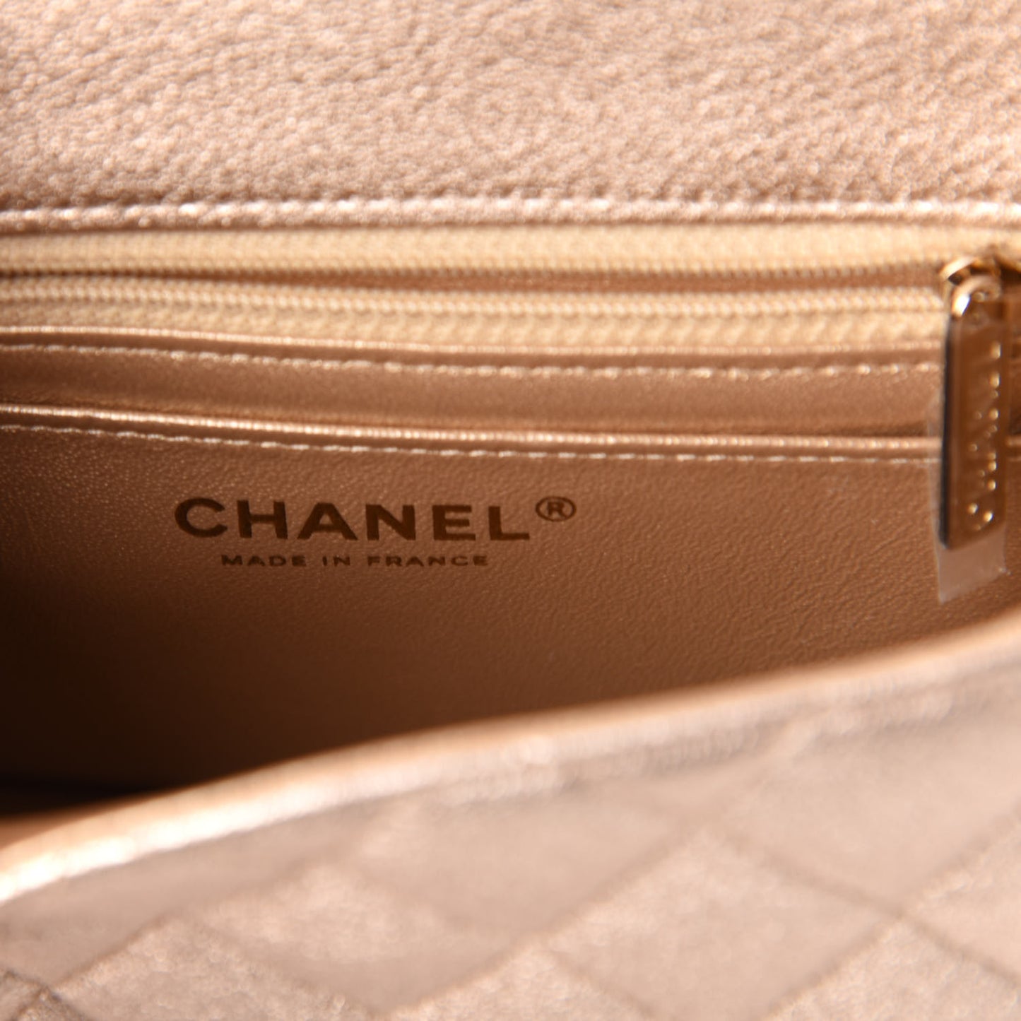 Metallic Lambskin Quilted Mini Square Flap Gold