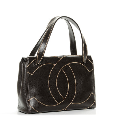 Chanel Caviar CC Stitched Small Tote Brown 3 of 7
