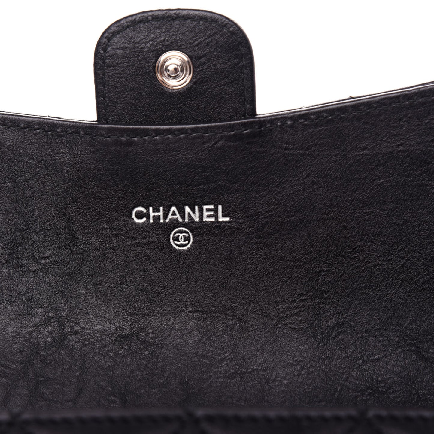 Crumpled Calfskin Quilted Large Flap Wallet So Black