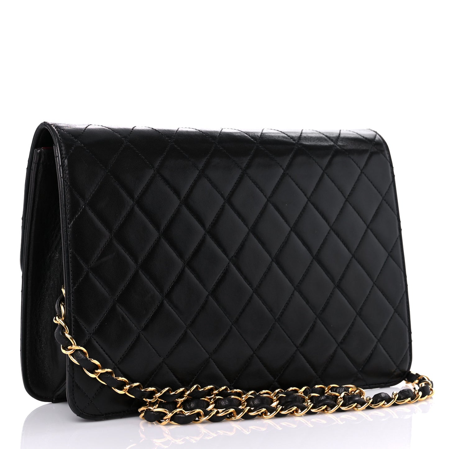 Lambskin Quilted Medium Single Flap Black