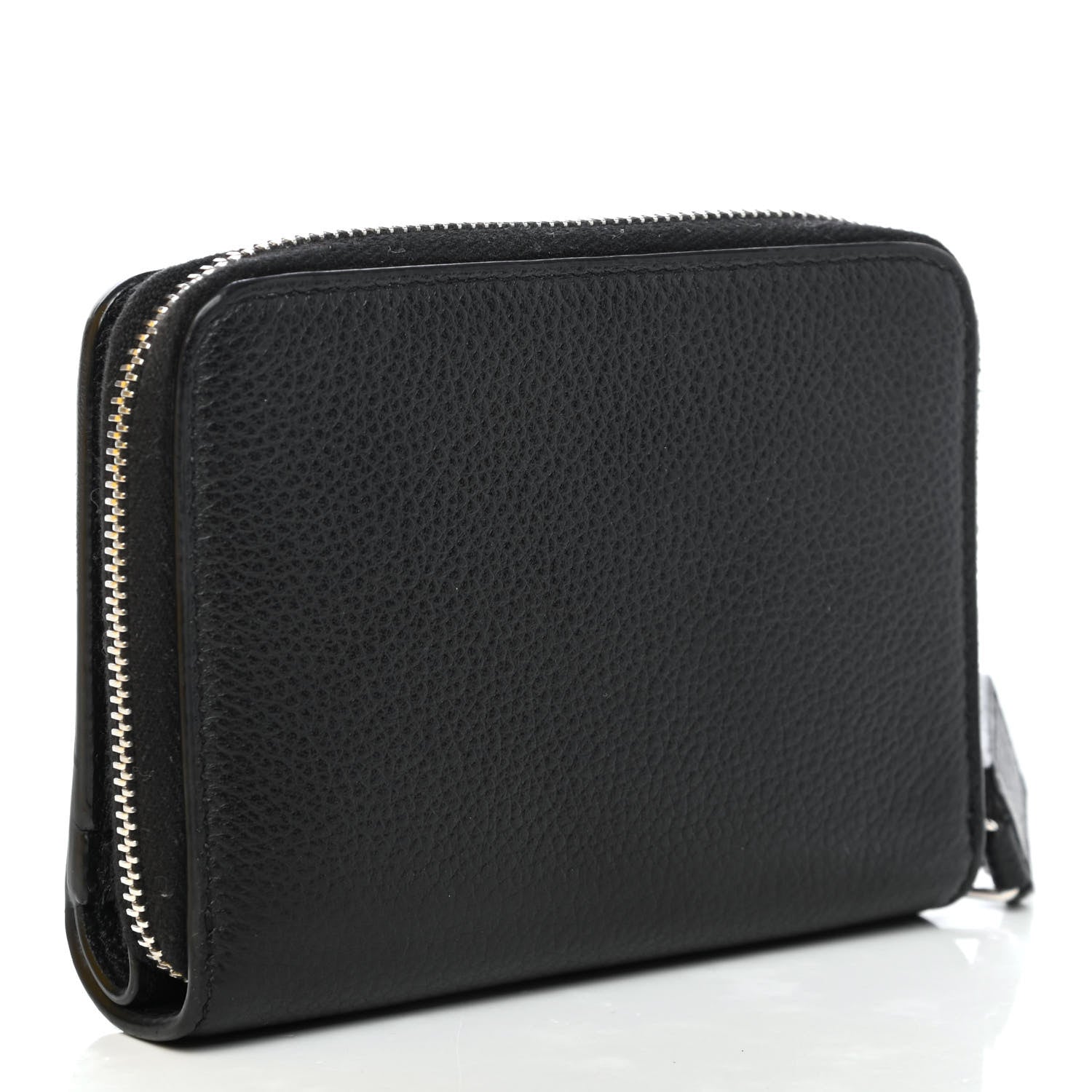 Saint Laurent Grained Calfskin Rive Gauche Compact Zip Around Wallet Black 2 of 4