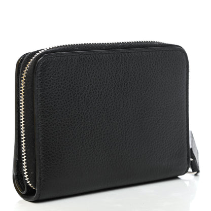 Saint Laurent Grained Calfskin Rive Gauche Compact Zip Around Wallet Black 2 of 4
