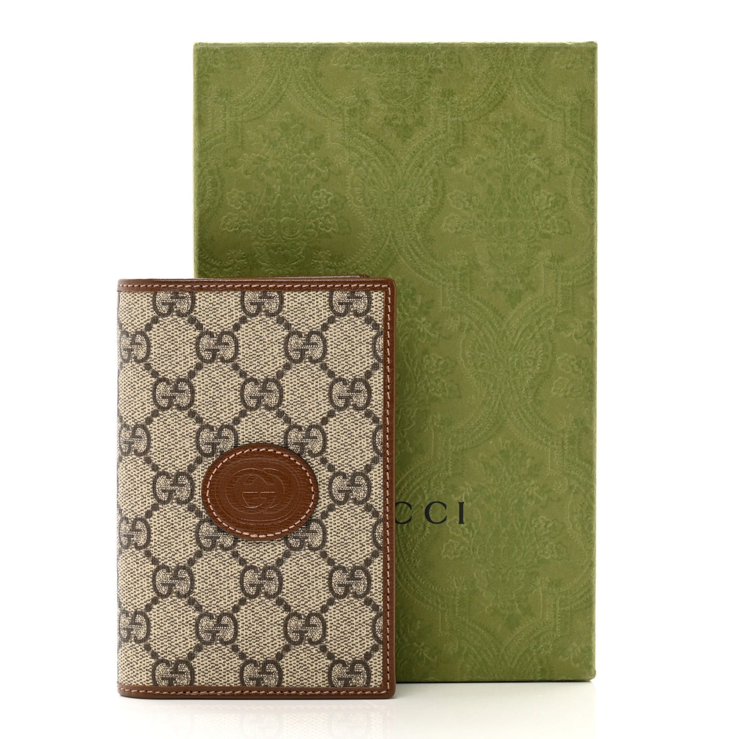 GG Supreme Monogram Azalea Calfskin Passport Case On Strap Beige