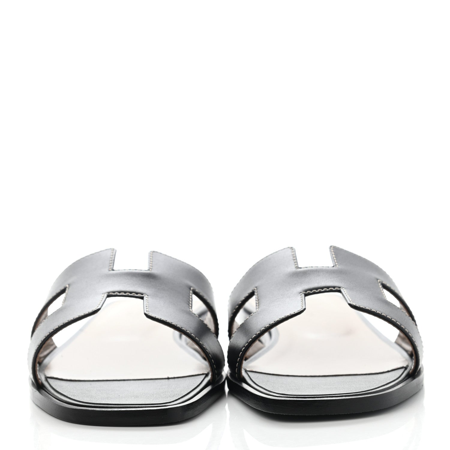Hermes Box Calfskin Oran Sandals 38 Black 2 of 12