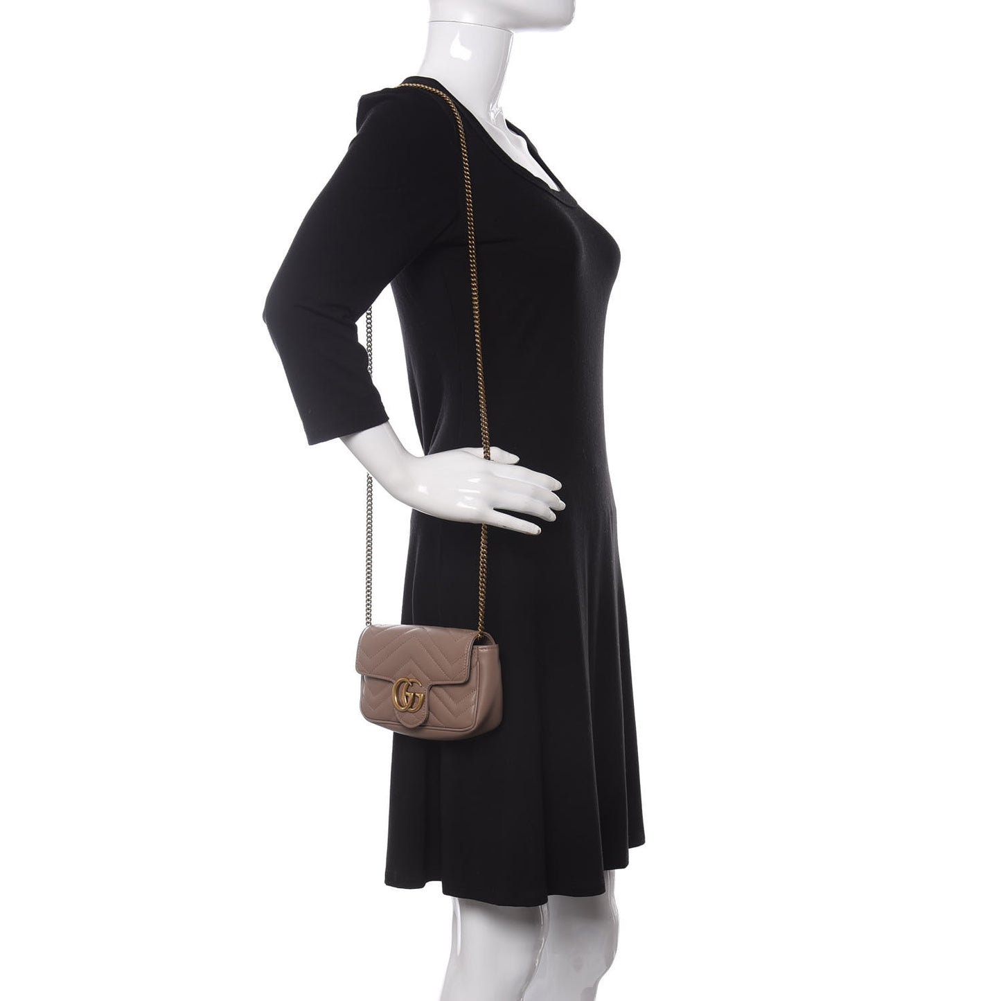 Calfskin Matelasse Super Mini GG Marmont Shoulder Bag Porcelain Rose