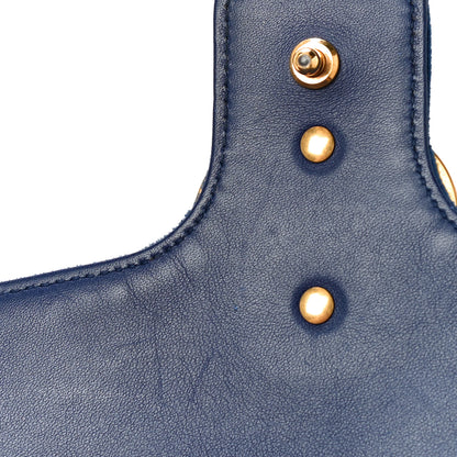 Gucci Velvet Matelasse Deer Embroidered Small GG Marmont Shoulder Bag Cobalt 12 of 13