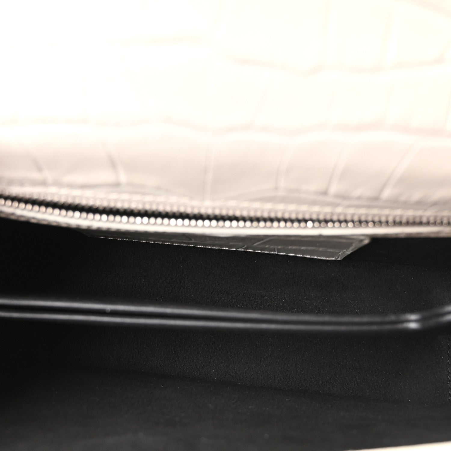 Alexander McQueen Shiny Calfskin Crocodile Embossed Knuckle Jeweled Crossbody White 5 of 9