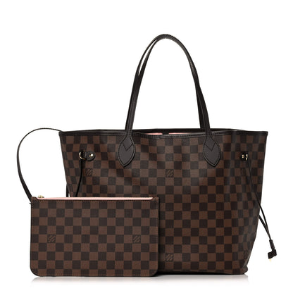 Louis Vuitton Damier Ebene Neo Neverfull MM Rose Ballerine 1 of 15