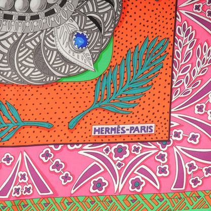 Hermes Silk Zenobie Reine De Palmyre Scarf 90 Vert Orange Rose Vif 3 of 5
