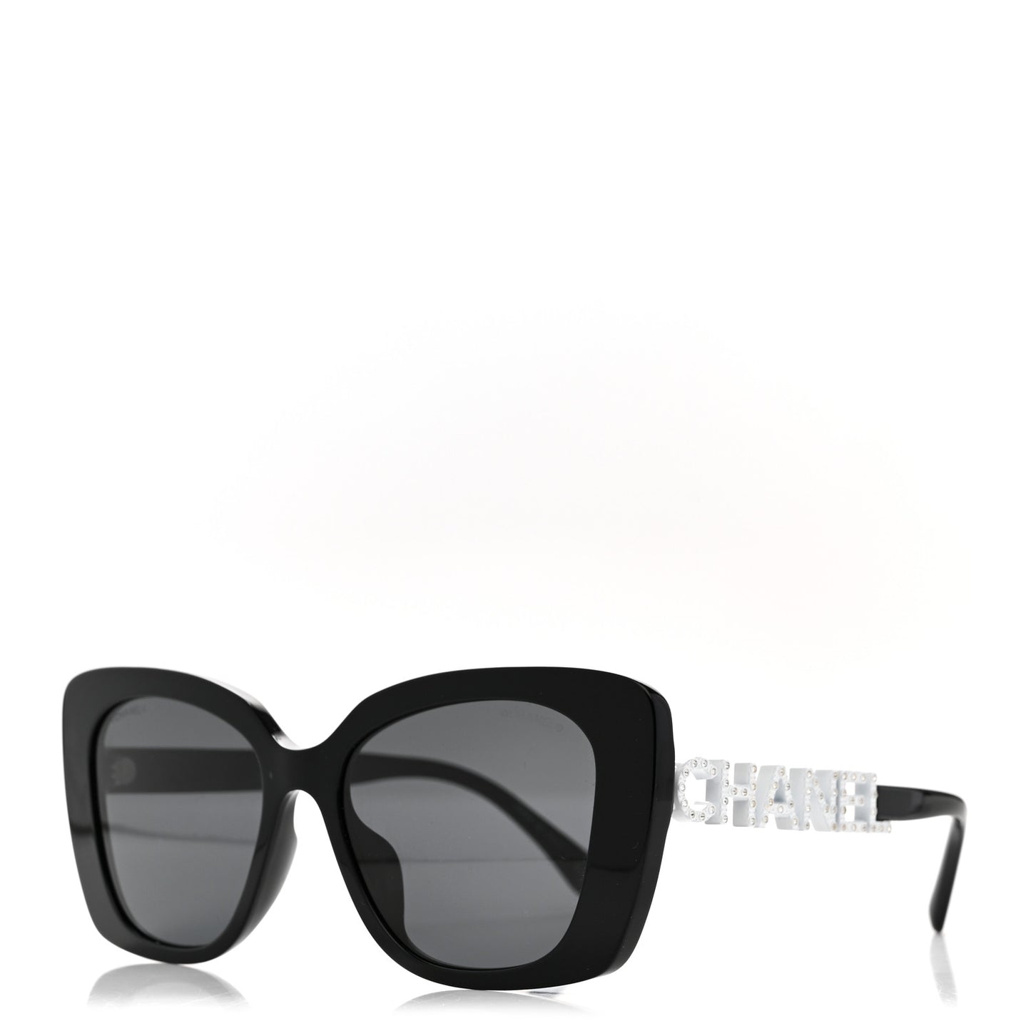 Acetate Strass Square Sunglasses 5422-B-A Black White