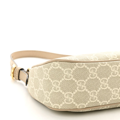 Gucci GG Supreme Monogram Textured Dollar Calfskin Small Ophidia Hobo Beige Mystic White Oatmeal 9 of 10