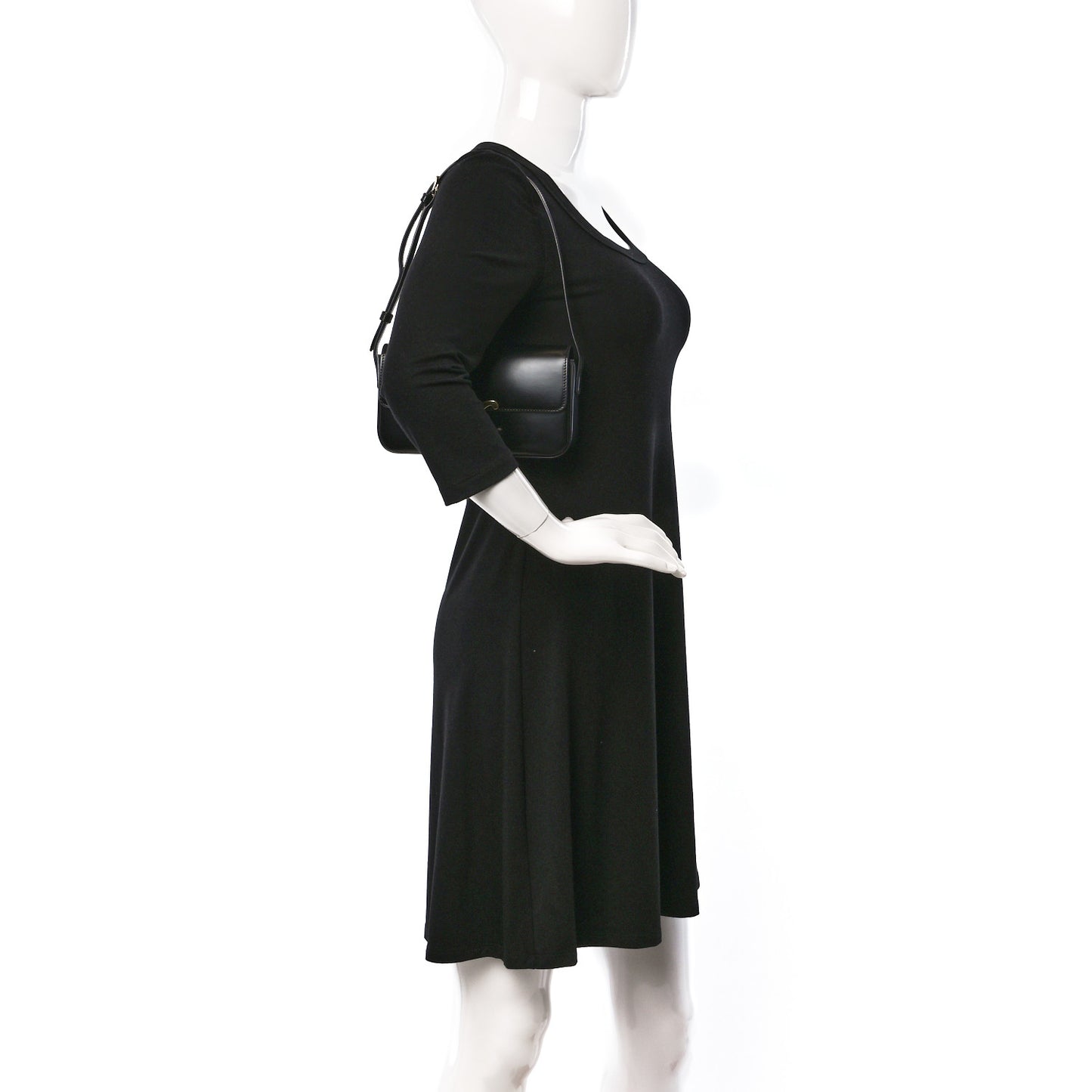 Shiny Calfskin Triomphe Shoulder Bag Black