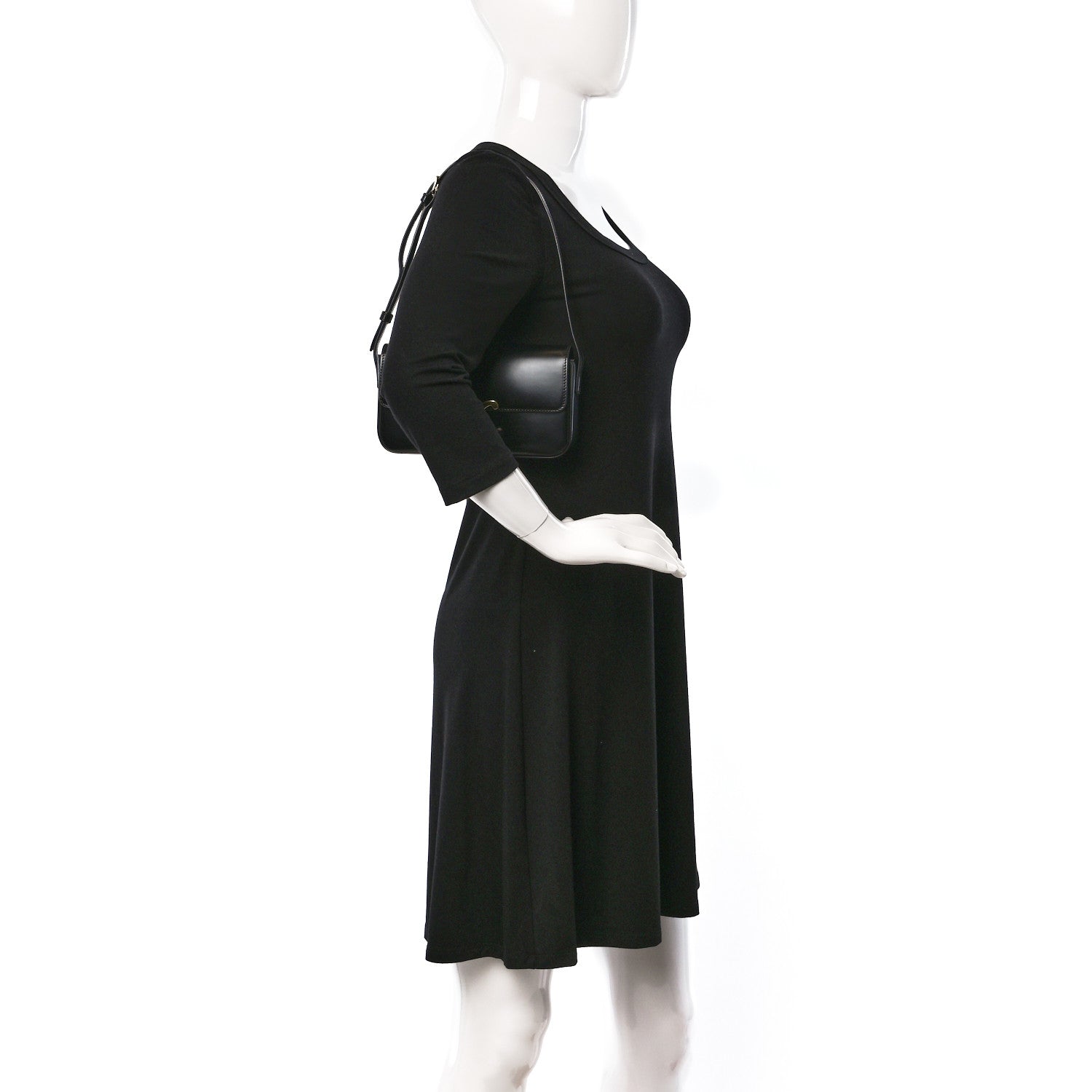 Celine Shiny Calfskin Triomphe Shoulder Bag Black 2 of 9