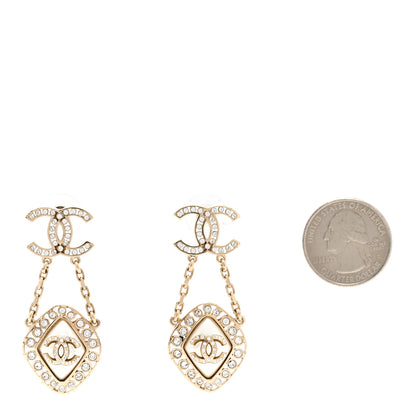 Chanel Crystal Pearl CC Chain Drop Earrings Gold 2 of 7