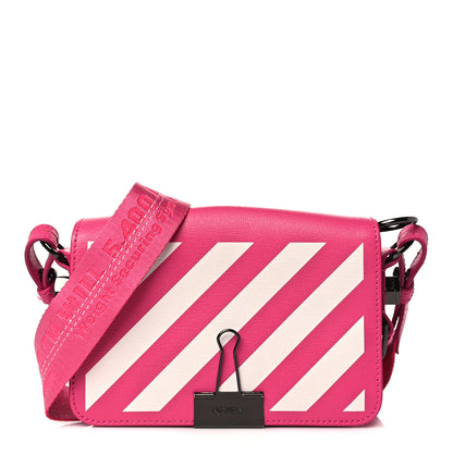 Off-White Saffiano Striped Mini Diag Binder Clip Bag Pink White 1 of 9