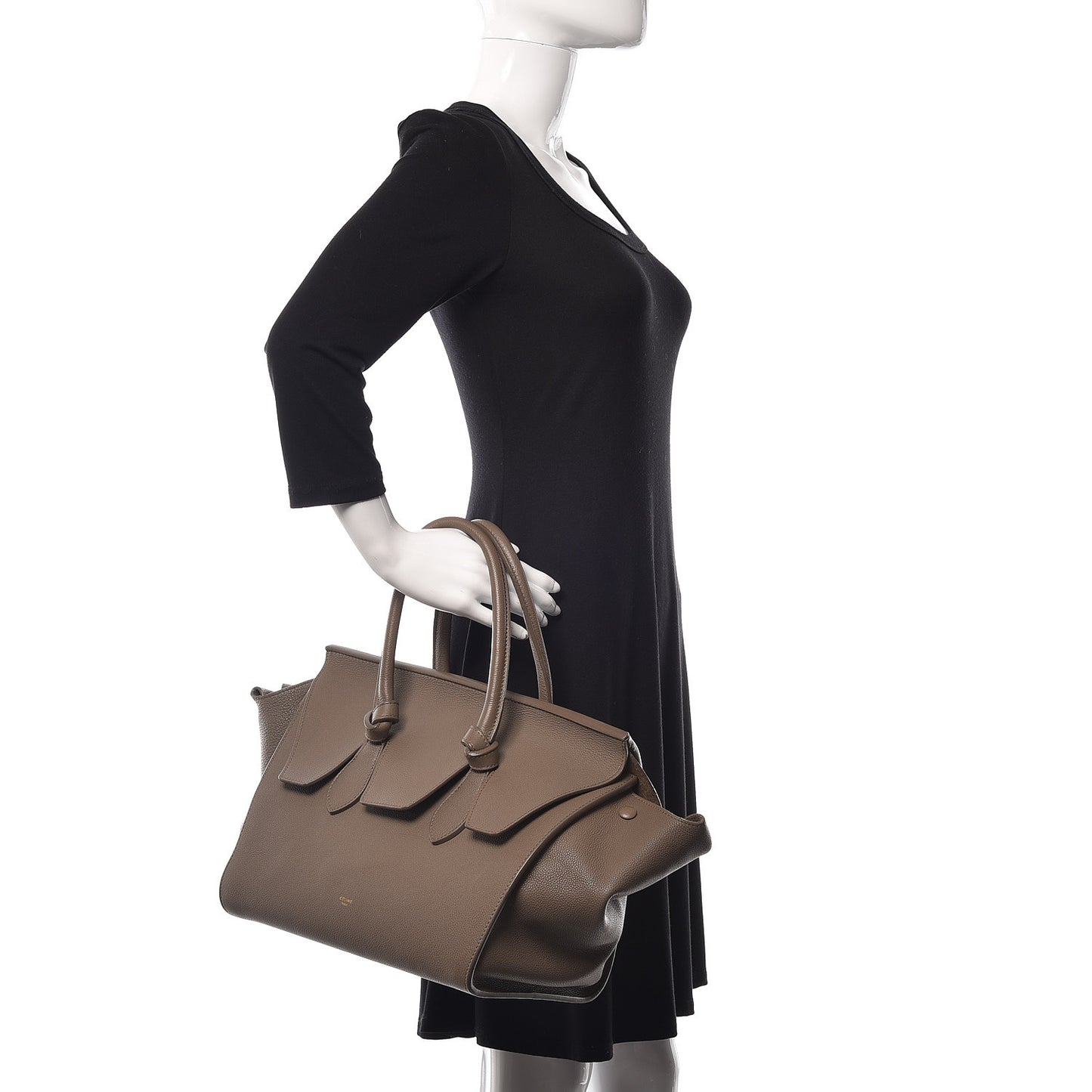 Crisped Calfskin Medium Tie Knot Tote Taupe