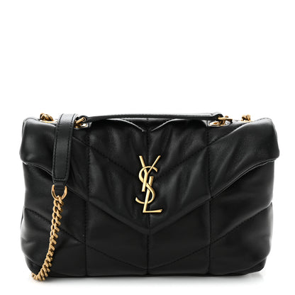 Saint Laurent Lambskin Quilted Toy Loulou Puffer Monogram Chain Satchel Black 1 of 11