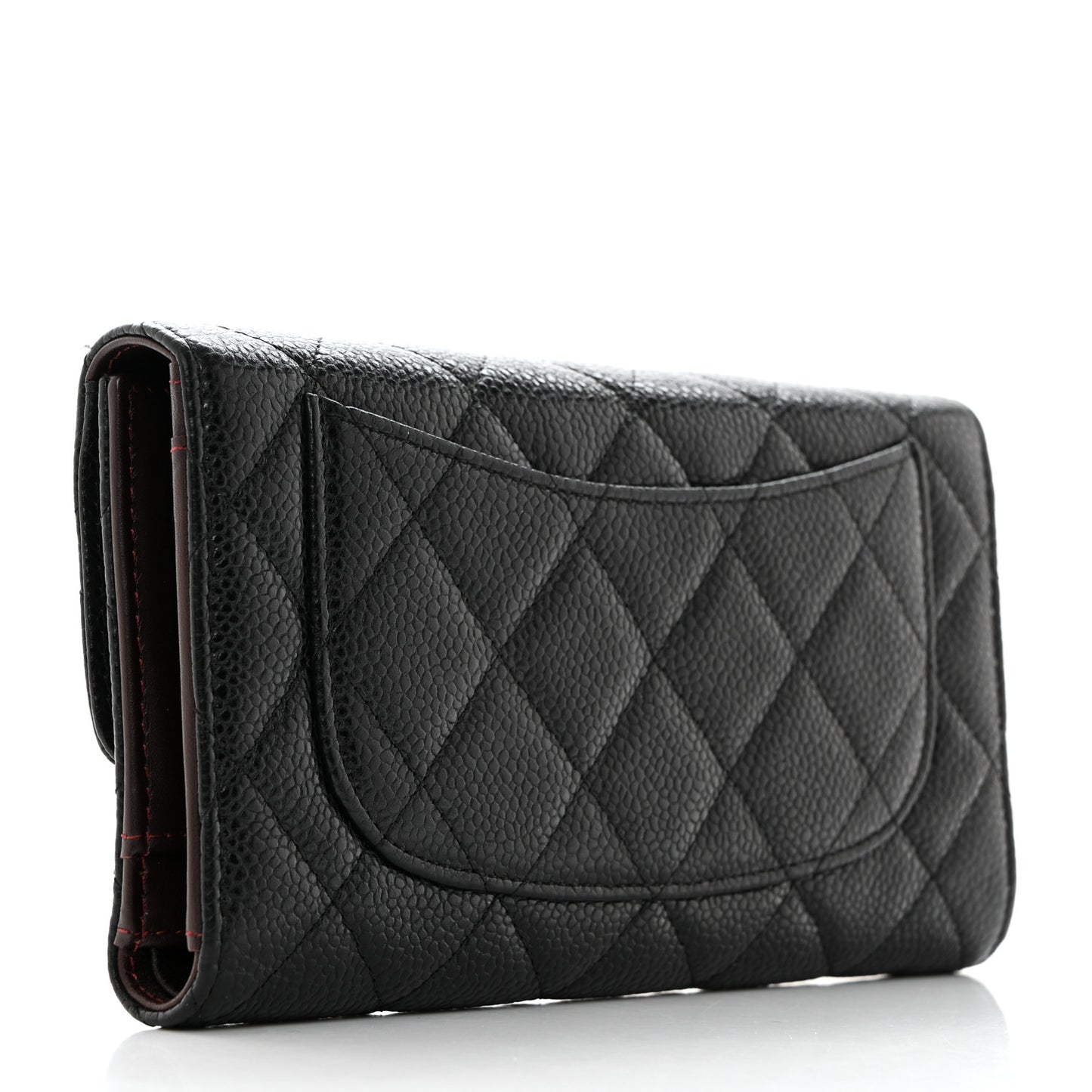 Caviar Quilted Large Flap Wallet Black