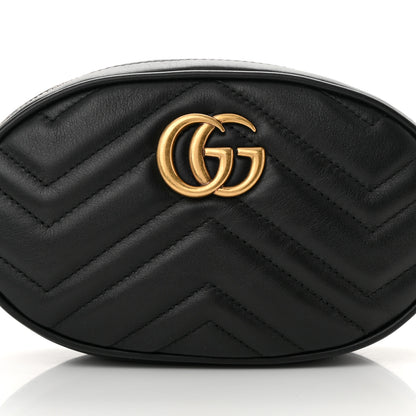 Gucci Calfskin Matelasse GG Marmont Belt Bag 85 34 Black 9 of 11