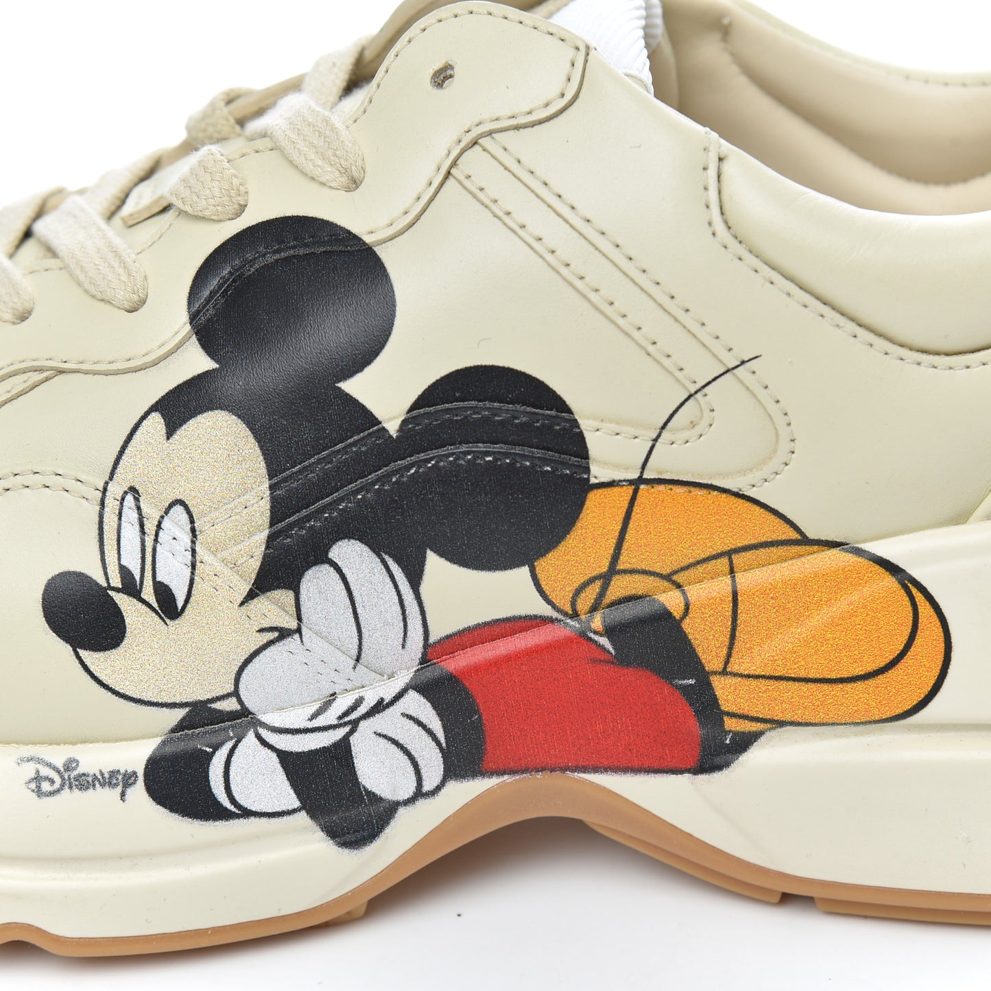X DISNEY Calfskin Mickey Mouse Womens Rhyton Sneakers 39 Ivory