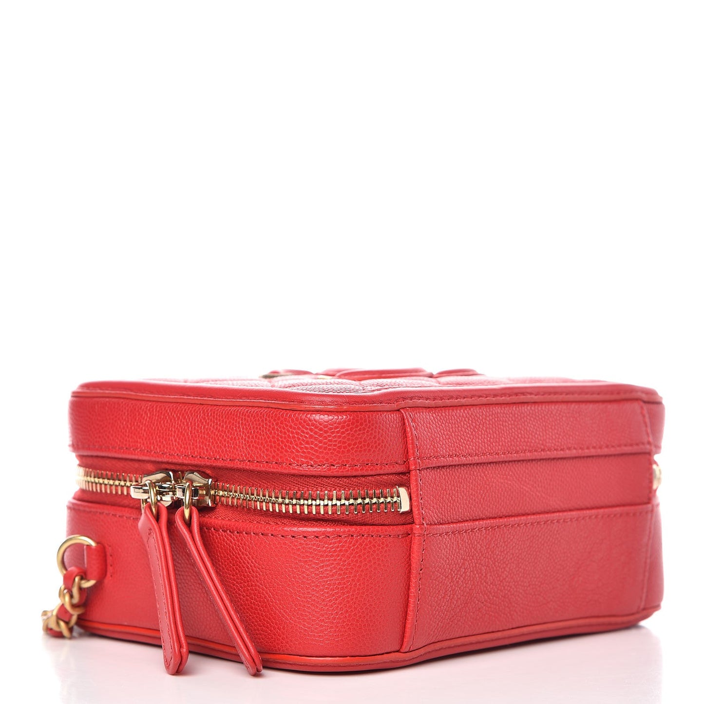 Caviar Quilted Small CC Filigree Vanity Case Red