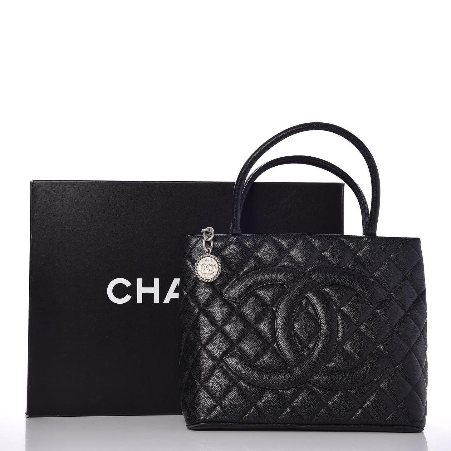 Caviar Quilted Medallion Tote Black