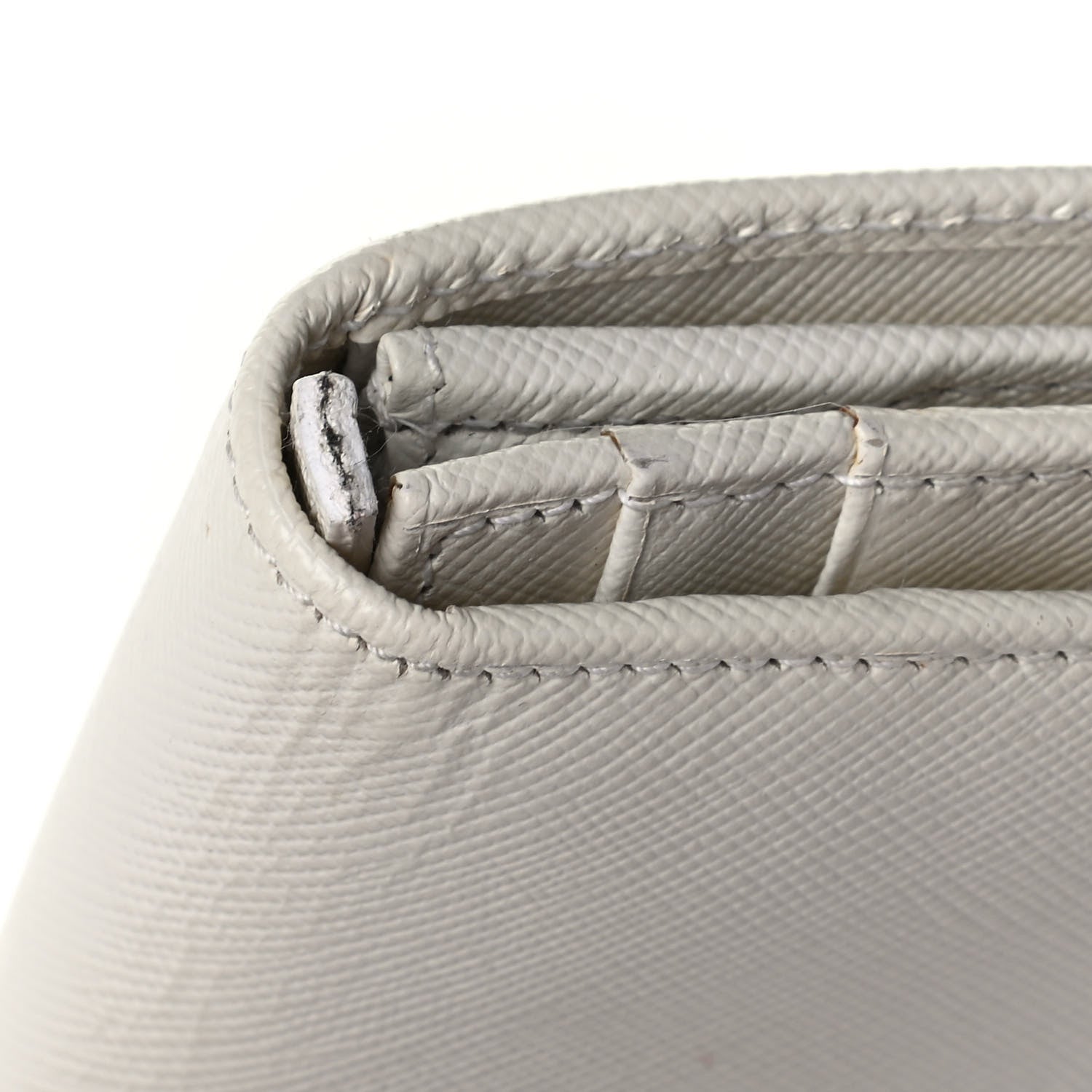 Prada Saffiano Triangle Continental Flap Wallet White 7 of 7