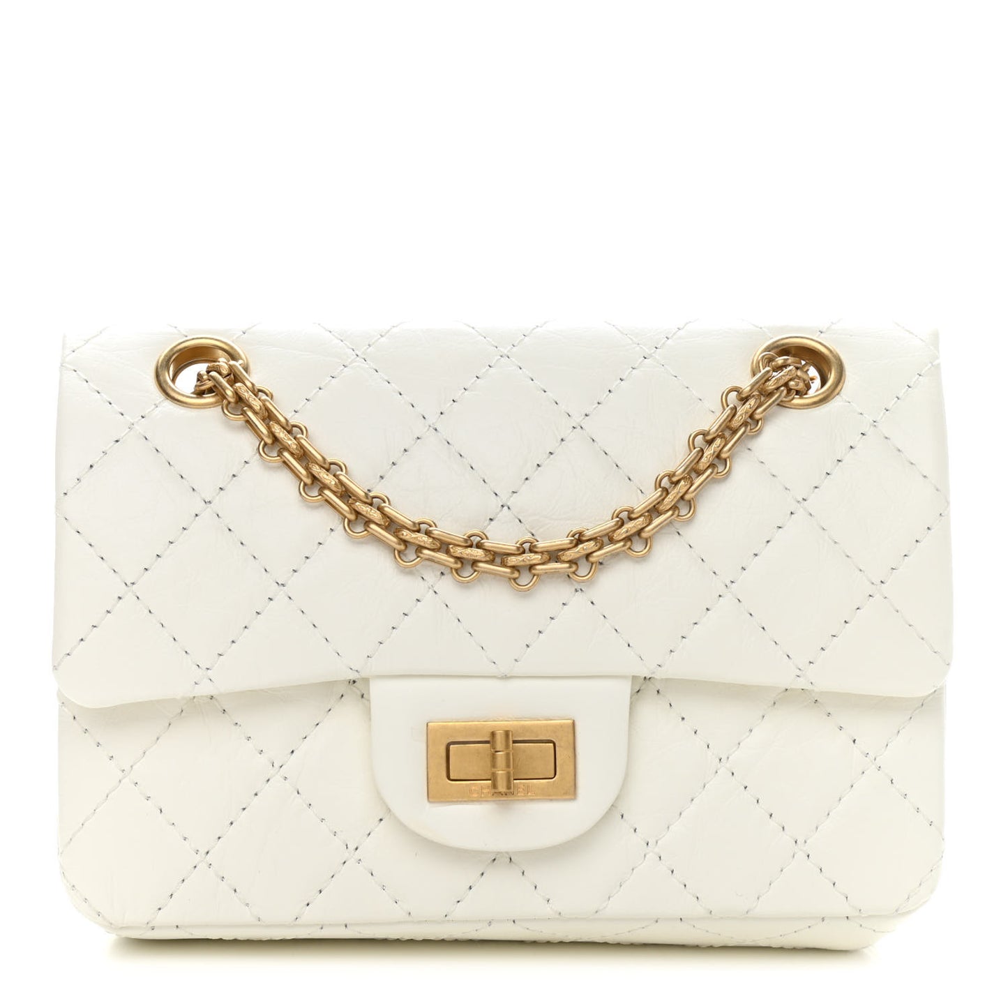 Aged Calfskin Quilted 2.55 Reissue Mini Flap White