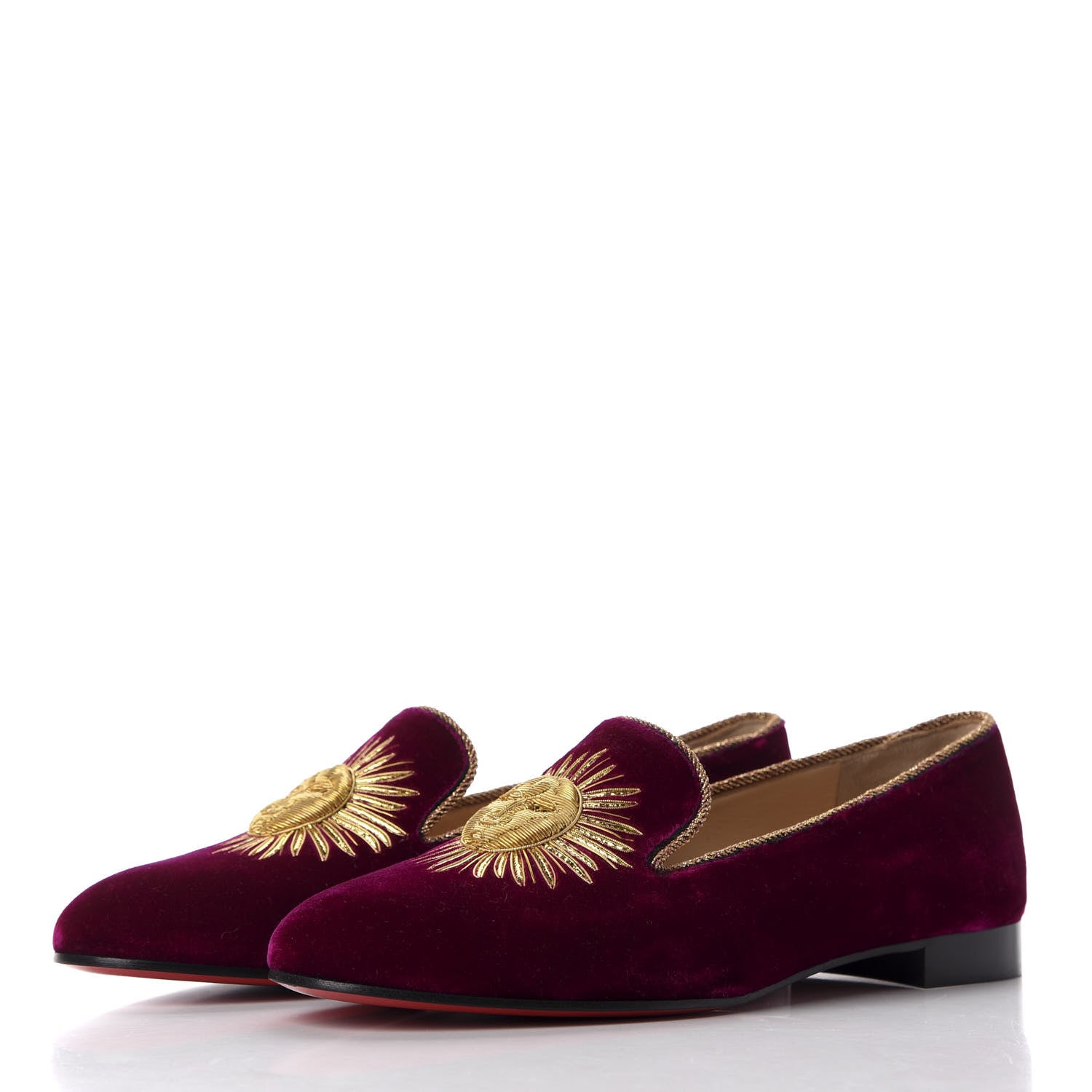 Christian Louboutin Velvet Morning Sakouette Flat Loafers 37.5 Figue 2 of 11