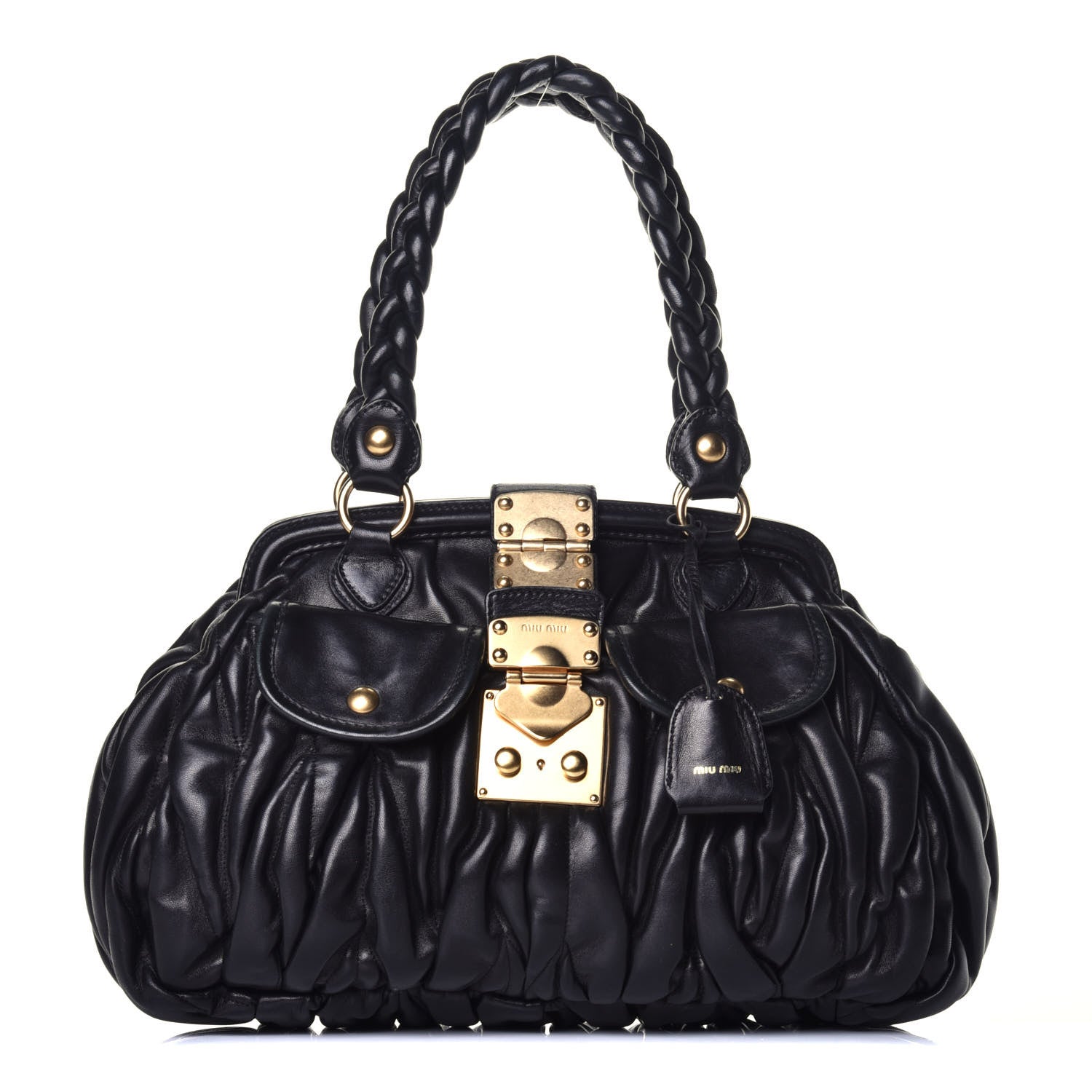 Miu Miu Nappa Matelasse Coffer Frame Tote Black 1 of 8