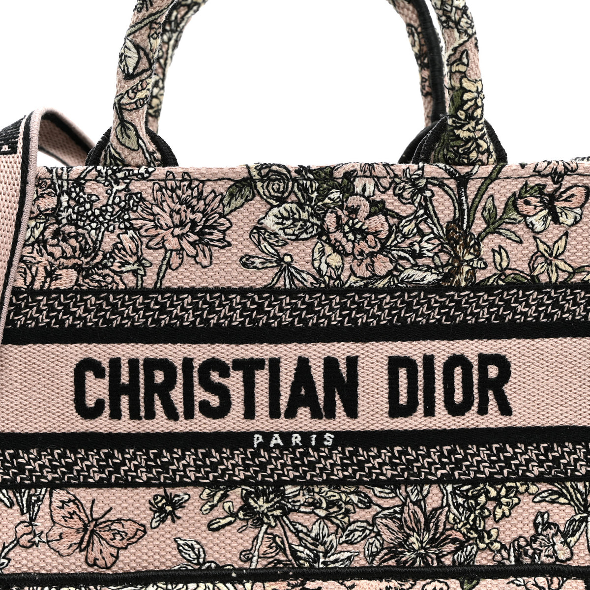 Christian Dior Canvas Embroidered Mini Book Tote With Strap Pink Multicolor 8 of 11