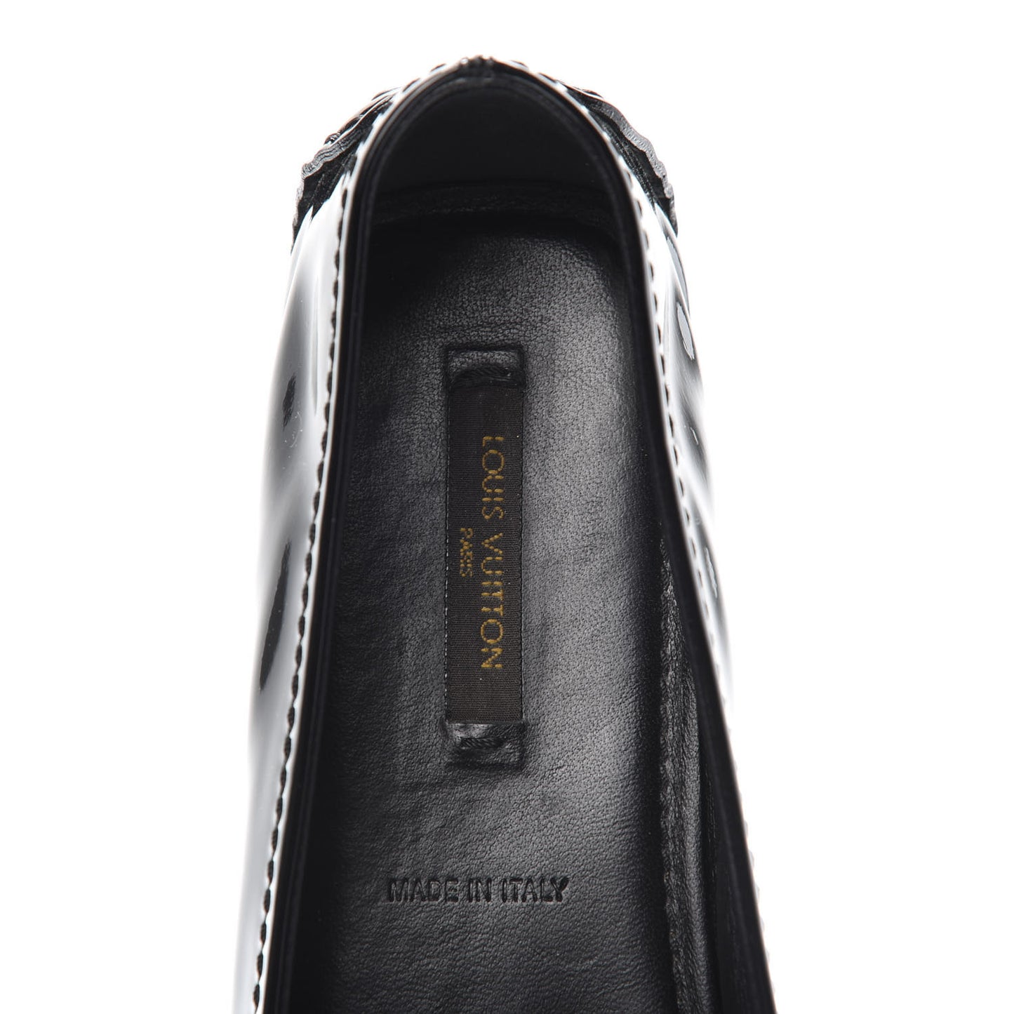 Patent Calfskin Oxford Ballerina Flats 38.5 Black
