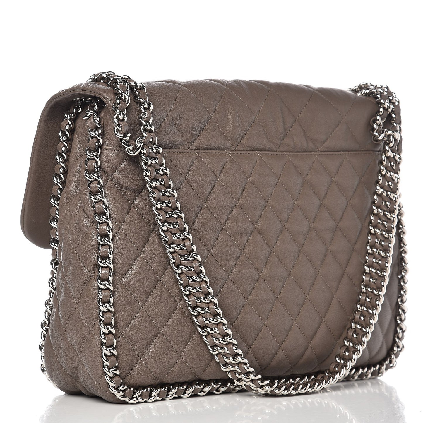 Washed Lambskin Quilted Maxi Chain Around Flap Taupe