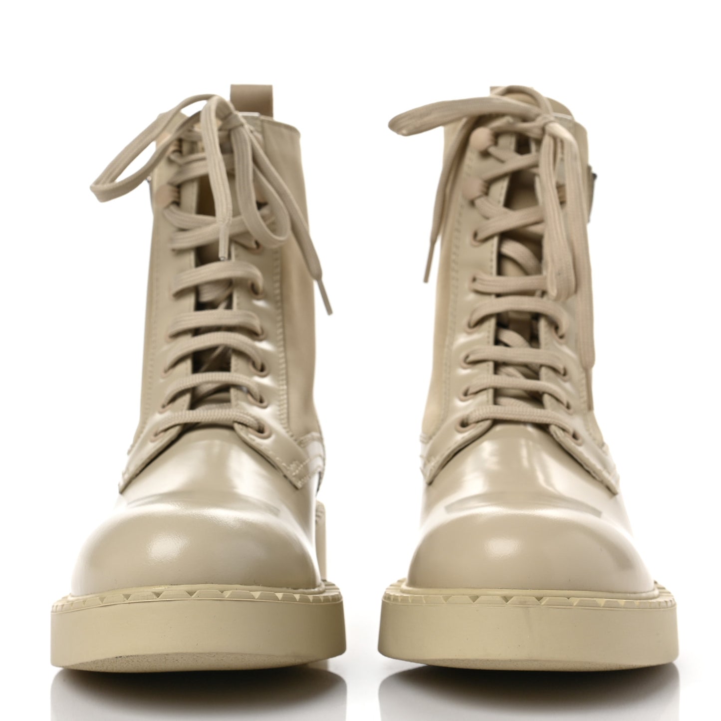 Spazzolato Re-Nylon Metal Triangle Logo Womens 50mm Combat Boots 37.5 Deserto