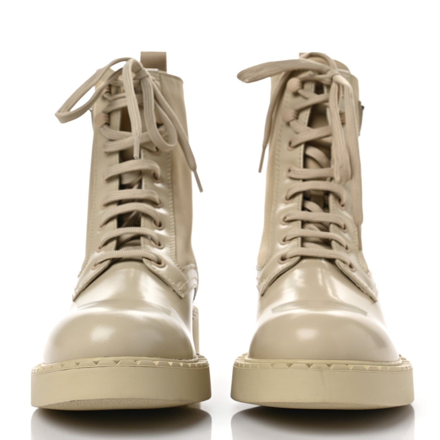 Prada Spazzolato Re-Nylon Metal Triangle Logo Womens 50mm Combat Boots 37.5 Deserto 2 of 10